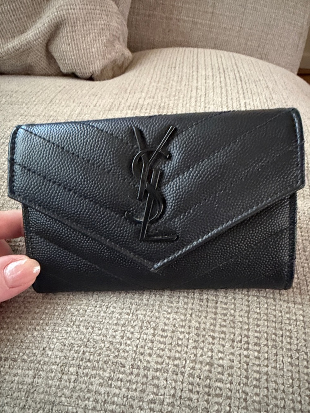 Saint Laurent YSL Chevron Quilted Wallet